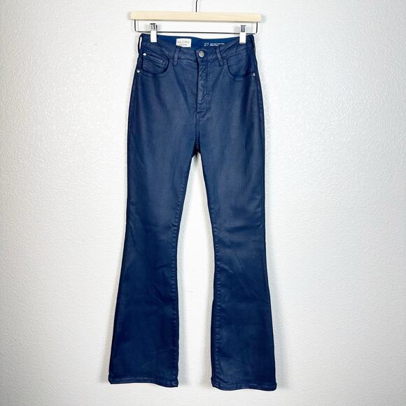 Pilcro by Anthropologie Womens The Icon Coated High Rise Flare Jeans Blue 27 - Picture 1 of 13